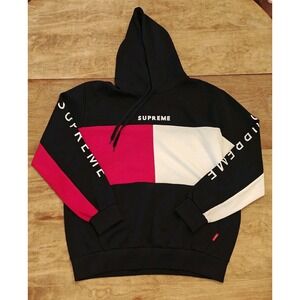 Supreme Mark Men's XL Red White Navy Color Block Hooded Sweatshirt